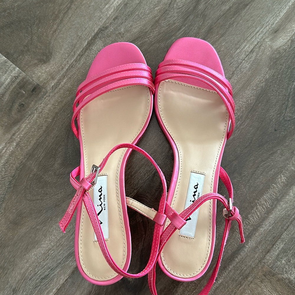 Nina Shoes Magenta Satin Kitten Heels